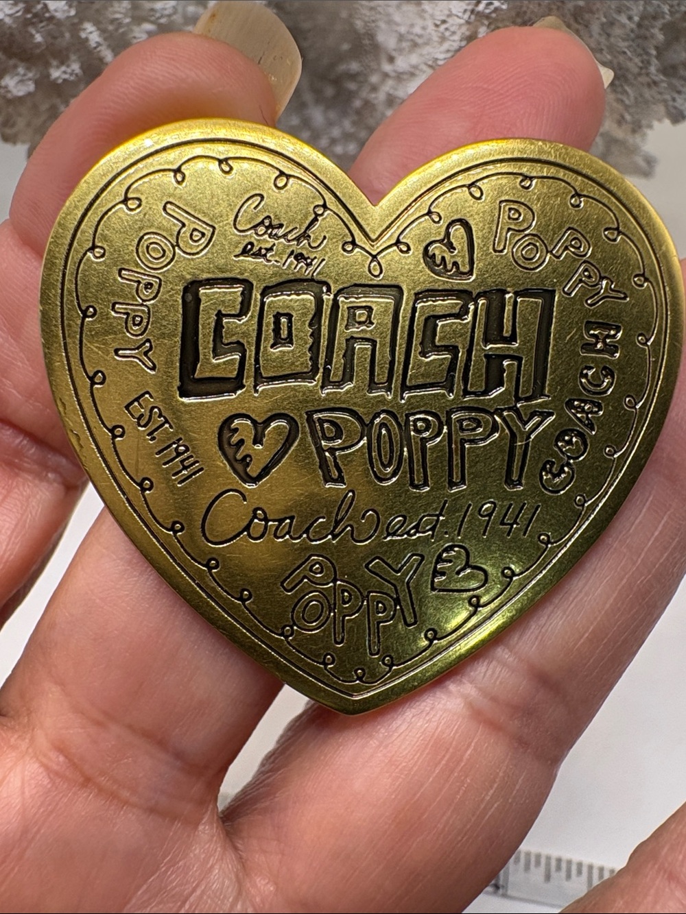 Coach Gold Heart Poppy Belt Buckle